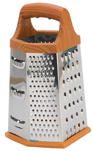 Cheese Grater, Stainless Steel Box Grater with 6 Sides, 9 Inch Height Vegetable Slicer with Non Slip Base and Handle, Portable Graters for Kitchen, Cheese, Vegetables, Potatoes, Ginger