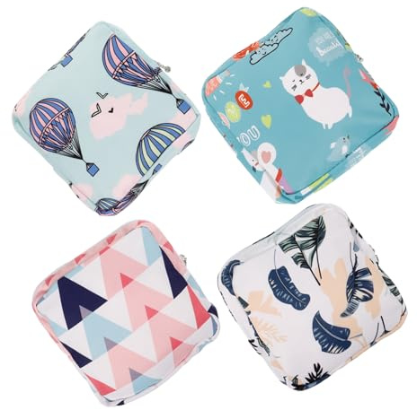 TOYZFRIENDY Bolsa Para Toallas Higiénicas De Algodón 4 Piezas Colores Surtidos Portátil Almacenamiento Para Menstruación Uso Diario Práctica Juvenil