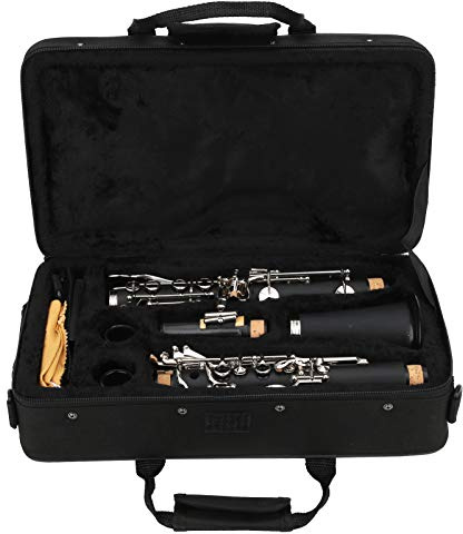 Cryfokt Set Clarinetto 17 Chiavi Sib, Corpo in ABS e Cartone Sintetico di Alta qualità, Resistenza a Lunga Durata, Apertura Precisa, con Scatola per Cacciavite a Lamella con Panno per la (BLACK)