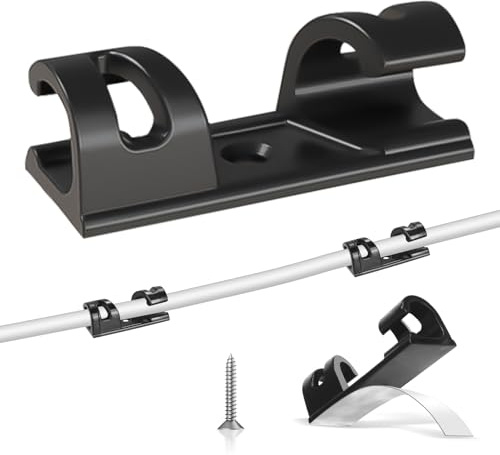 Cable Clips, 70-Pack | Self-Adhesive S-Type Bendable Cord Organizers, Dual-Mount Wire Holders for Wall, Car, Office & Desk | Screw-Fixable with Extra Adhesive Pads Included(L/Black)