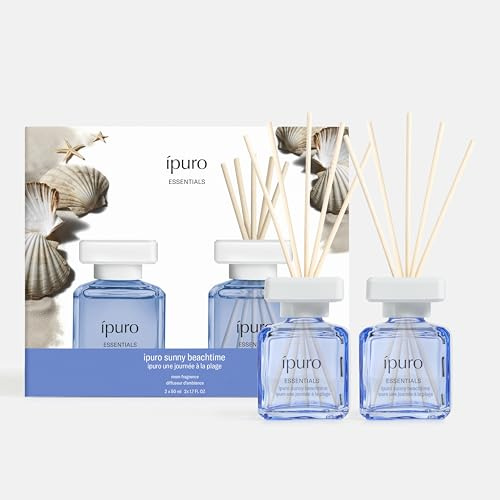 ipuro Essentials SUNNY BEACHTIME Raumduft mit Stäbchen 2x50 ml - Raumerfrischer mit Grapefruit, Zitrone & weißem Moschus Duft Aroma - Diffuser mit Stäbchen - Lufterfrischer für die Wohnung