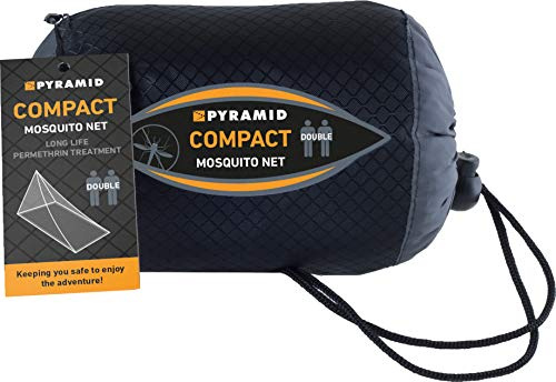Pyramid Premium Mosqutio Net For Bed, Compact Net Permethrin Treated For Double Bed & Tent, Travel Light & Portable, Water Resistant Travel Bag, Setup, Kills Mosquitoes on Contact