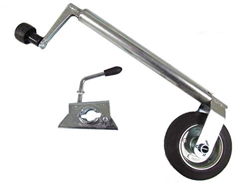 Jockey Wheel with Clamp 34MM (Metal Rim Heavy Duty Rubber Trailer Caravan Guide)
