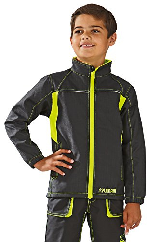 Planam 6130 Junior Softshell Jacke - Farbe: Anthrazit/Gelb - Größe: 146