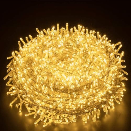 Elegear Christmas String Lights 1000 LED 25M Warm White Christmas Lights Mains Powered, 8 Modes IP44 Outdoor Cluster Fairy Light for Xmas Tree Wedding Home Party Garden Indoor Outdoor Decoration