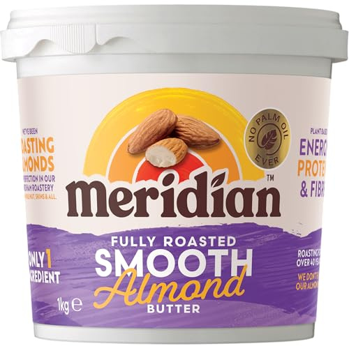 Meridian - Smooth Almond Butter 1kg | Natural Nut Butter, No Palm Oil, No Added Sugar, High in Monounsaturated Fats, Gluten Free, Vegan, Dairy Free, Source of Protein
