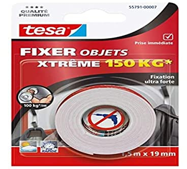 Tesa Doppelseitiges Klebeband, sehr stark, 150 kg, 1,5 m x 19 mm