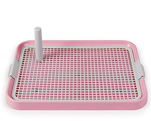 TRGCJGH Welpenunterlage Tragbare Trainingsunterlage Mit Tablett Mesh-Trainingstablett Jedes Haustier Indoor-Hundetrainingstoilette,Pink
