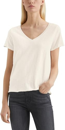 Marc OߴPolo Denim Mujer Camiseta de algodón orgánico con cuello de pico, Blanco (Scandinavian White), XL