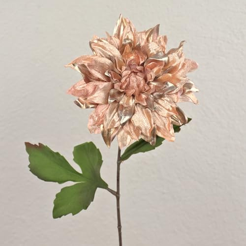 artplants.de Seidenblume Dahlie MINBU, lachs, 60cm, Ø18cm - Kunstpflanze Georgine