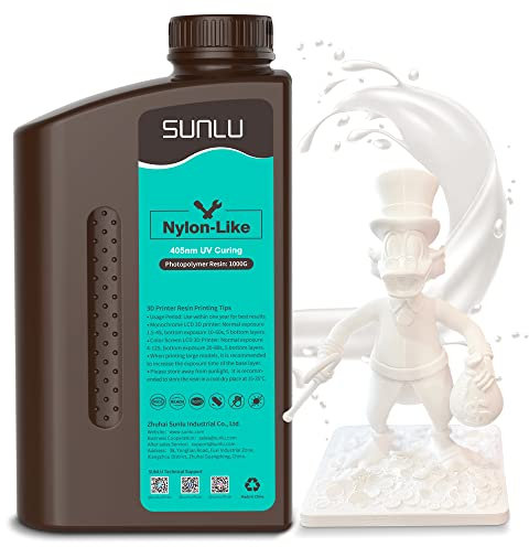 SUNLU Nylon-ähnliches 3D-Druckharz, hochfestes und langlebiges Photopolymerharz für LCD/DLP/SLA-Drucker, 395-405nm UV-Härtung, ideal für Funktionsteile, Prototypen, 1000G Weiß