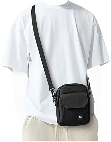 PAUBACK Man Purse Small Crossbody Bag for Mens, Travel Passport Wallet Bag for Men for Cell Phone, Small Neck Pouch Side Shoulder Bag for Men, Man Crossbody Handbag Purse Satchel Bags