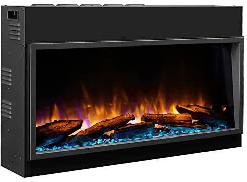 BALDERIA cheminée électrique Amazona 36| Cheminée électrique encastrable avec Chauffage | Effet de Flamme 3D réaliste, éclairage LED | Télécommande programmable, minuterie, Thermostat | Noire