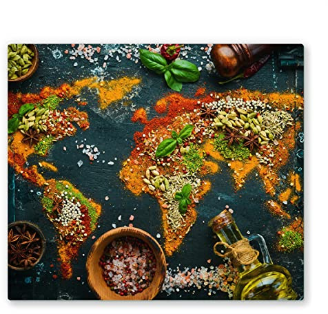 60x52cm - Herdabdeckplatte, Herdabdeckung für Glaskeramik-Kochfelder, Gehärtetes Glas, 60x52cm, mehrfarbig, Schneideplatte