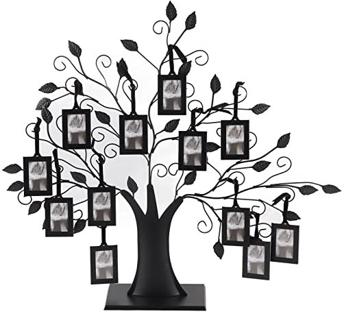 Wakects Stammbaum-Fotoausstellungsrahmen mit 6 oder 12 Hängenden Bilderrahmen, Verstellbare Bandquaste (Large Size - 12 6,4 * 4,6 cm Bilder)