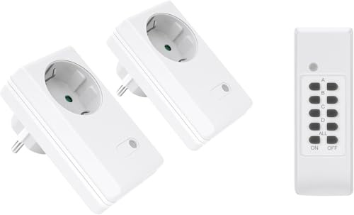 PERFECT Funksteckdosen - mit Fernbedienung bis 30m - 1100 W - 220 V - weiß - 2er Set
