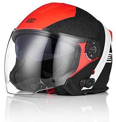 ORIGINE Motorrad Jet Helm mit Bluetooth Roller Helm mit Doppelvisier genehmigt ECE 22-06