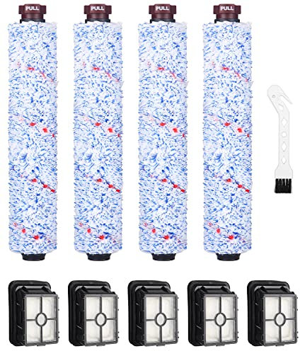 Accessoires pour Bissell Crosswave 3 en 1,4 Rouleau de brosse et 5 filtres pour Bissell Crosswave, rouleau de brosse pour sols durs et filtre Pièces de rechange/kits de remplacement pour Bissell
