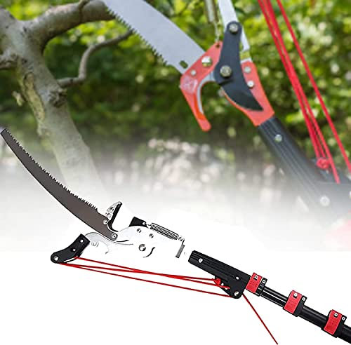 Podadora de árboles telescópica profesional, juego de cortadores de podadora manual, altura extensible, sistema ajustable, sierra de pértiga, pértiga telescópica para podar y recortar ramas y hojas