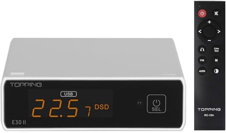 Topping E30 II lite DAC-Vorverstärker – AK4493S Hi-Res XMOS XU208 DAC 32 Bit/768 kHz DSD512 DSD Direktmodus für USB/Koax/optische Eingänge RCA HiFi Stereo Digital Audio Decoder