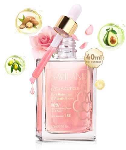 Saviland Nail Cuticle Oil, 40ml Nagelpflegeöl Nagelöl Pflege für Nägel & Nagelhaut Nagelöl Nagelhautöl Nagelstärkungsöl für dünne Nägel und Wachstum Nagelhärter Mit Bio-Ölen Vitamin E Vegan