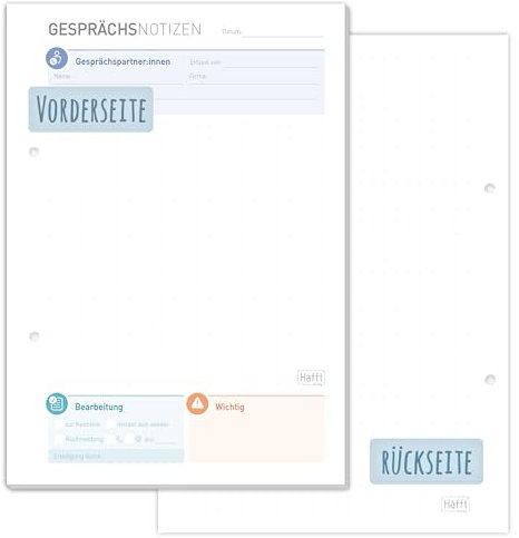 Häfft Gesprächsnotizen Block A5, 50 Blatt - Notizblock für Telefonnotizen, Anrufnotizen und mehr - nachhaltig & klimaneutral