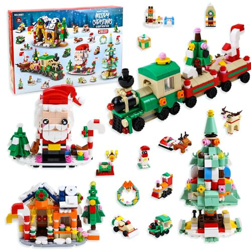 Advent Calendar 2025 Christmas Building Blocks Calendar,24 Days Christmas Countdown Calendars 6 in 1 Building Blocks Toys for Boys Girls Xmas Gifts Ages 6+