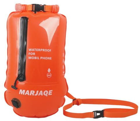 LYEAA 20L Inflatable Life Saveing Drift Bag Highly Visible IPX7 Waterproof Lifebuoy Buoy Bag Swim Safety Float and Drybag for Open Water Swimmers