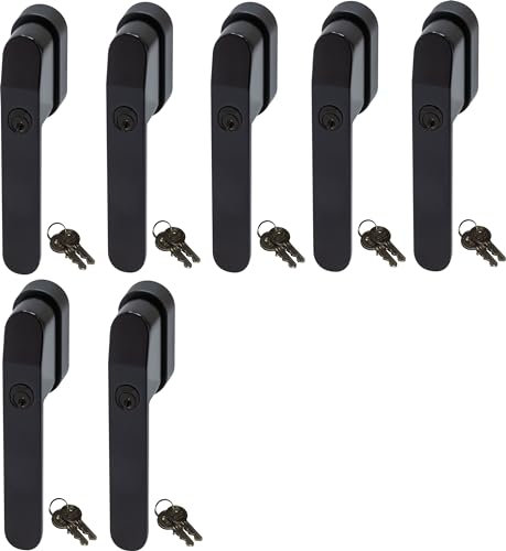 ABUS FG400BK, abschließbarer Fenstergriff in schwarz im Set 7 Stück, alle gleichschließend AL0089 mit vierzehn Schlüsseln