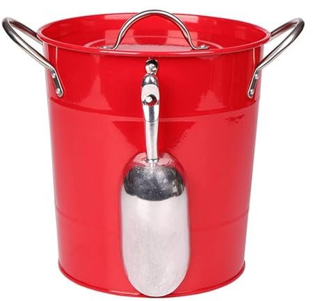 CRBUDY Eiskübel, Eiskübel mit Deckel und Eiszange, 3,5 l doppelwandiger Eiskübel aus Metall mit Deckel und Schaufel, Eiskübel für Partys, Eiskübel für Cocktailbar, Getränkekühler aus Meta