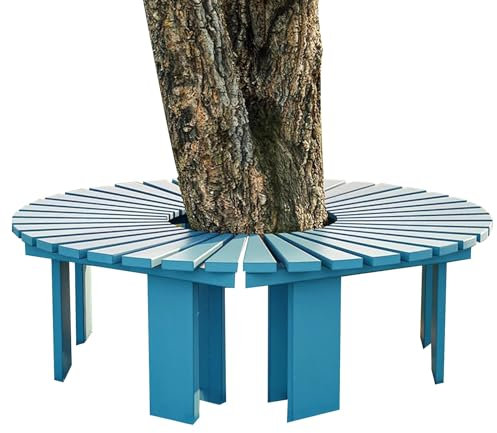 LYXXJRYBHD Gartenbank Holz, Runde Parkbank, Garden Bench, Sitzbank Outdoor Ohne Rückenlehne, Lounge-Sitzbank, für Balkon, Schule(Color:Blue)