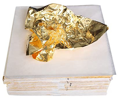 Hoement 100stücke Goldene Folienpapierrolle Zum Basteln Dekorationspapierimitat in Gold Folienpapier Für Malerei Und Bastelarbeiten Leichte Dekoration Für Heimwerkerprojekte