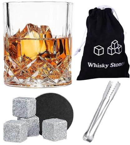Whiskey-Stein-Set, Bourbon-Glas-Set, wiederverwendbare Steine, Whiskygläser mit Zange, Whiskey-Steine Set, Whiskey Zubehör, einzigartige Geschenke, Whiskey Kühlsteine, Whiskey Glas Set für Männer