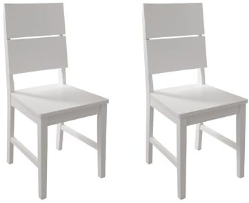 Woodroom Kota 2er Stuhl-Set – Massivholz Hevea, Weiß lackiert & pflegeleicht, Moderne Küchen- & Esszimmerstühle im schlichten Design