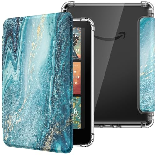 Moko Hülle für 7 Kindle Paperwhite 12.Generation & Colorsoft, Vergoldend | Ultraklar Weich Transparent Rückseite Leicht Schutzhülle mit Auto Schlaf/Aufwach