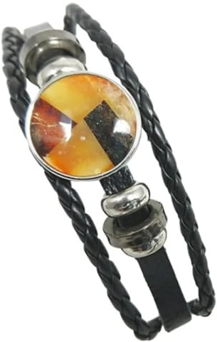 Bernstein Mosaik Leder Armband schwarz braun gelb für Herren & Damen größenverstellbar