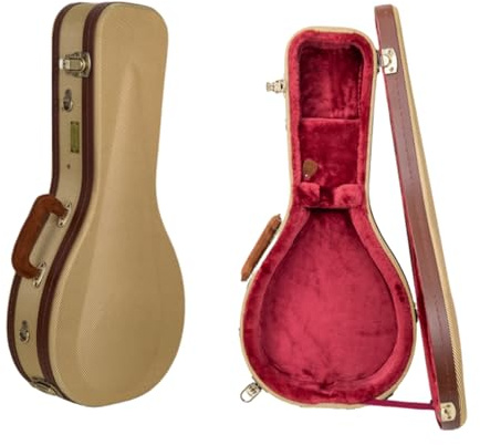 Crossrock Master Series A-Style Mandolin Case | Classic Fabric Tweed Exterior, Re-Engineered Wooden Shell, Leather Handle, Backpack Straps(CRW720MAFT)