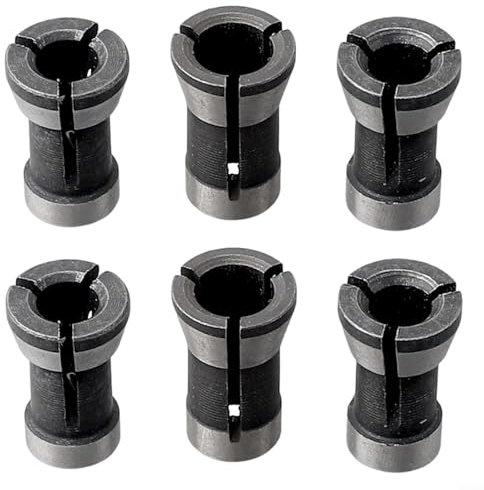 6 Pieces Router Bit Collet Chuck Set for Trimming and Engraving Machines, Compatible with Various Milling Cutters