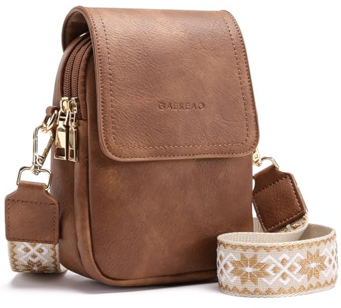 GAEKEAO Small Crossbody Bags for Women Cell Phone Shoulder Bag Vegan Leather Handbags with Adjustable Wide Strap