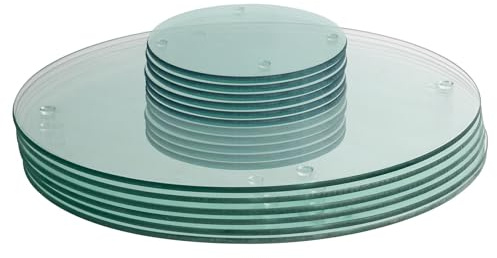 Harbour Housewares 12pc Glass Placemats & Coasters Set - 30 | Clear Round Tempered Heat-Resistant Non-Slip Place Mat & Round Coasters Set Indoor Home Kitchen Table Plate Place Mat