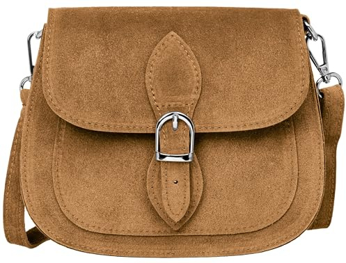 Caspar Leder Umhängetasche Dirndltasche Vintage Tasche kleine Trachtentasche Damen Handtasche aus Wildleder - CLASSIC LINE - Modell No.831 - Made in Italy