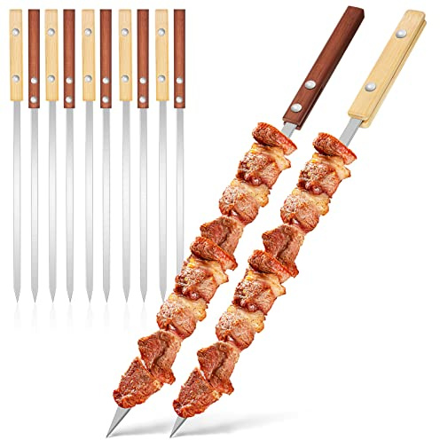 Gatuida 12pièces Brochettes Barbecue Inox Portables Avec Manche Outils De Multifonctions Pour Cuisiner Plein Air