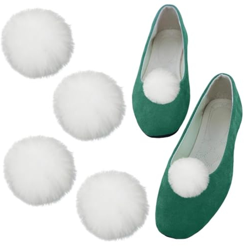 4 Stück Pompon-Schuh-Clips, Halloween-Schuhanhänger, 5 cm, grüne Schuhdekoration, Clips, abnehmbare Schuhschnalle, für Damen, Cosplay