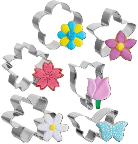 6Pcs Butterfly Cookie Cutter, 3-Inch Biscuit Cutters for Baking, Daisy Tulip Butterfly Shapes, Ideal Baking Tool for Homemade Cookies & Fondant (5 Styles)
