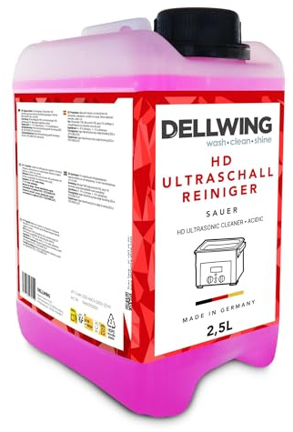 Dellwing HD Ultraschallreiniger 2,5 l, saures Reinigungs-Konzentrat für Aluminium und Buntmetalle, Made in Germany | saures Reinigungs Konzentrat für Aluminium und Buntmetalle, löst Magnesium, Mineralstoffe und Kalk, Made in Germany