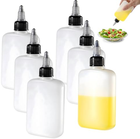 KALIONE 6 kleine Squeeze Flaschen Ölflasche Ölspender mit Kappen 100 ml Mini-Quetschflaschen für Camping, Quetschflasche für die Küche, Gewürz-Quetschflaschen, Leere Flaschen zum Kochen beim Campen