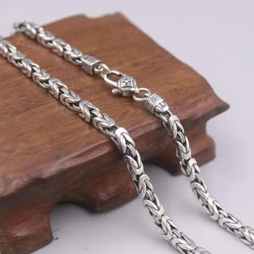 Real 925 Silver Necklace Men Women 4mm Byzantine Chain Link
