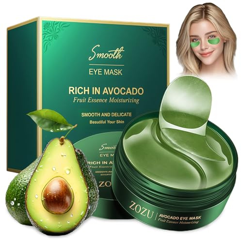 60 Pezzi Avocado Patch Occhi, Maschera Per Gli Occhi, Maschera Occhiaie Donna Uomo Eye Patches, Patch Anti-Occhiaie, Riduce Borse e Gonfiore, Idratante e Nutre il Contorno Occhis in Profondità