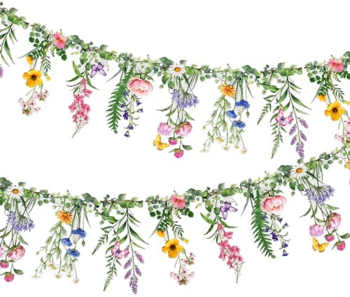 SUNBEAUTY Garden Party Flower Banner Summer Reusable PET Wildflower Garland