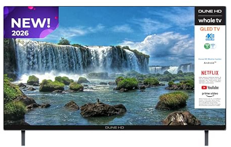 Dune HD Smart TV 55 (2026), QLED 4K UHD Quantum Dots, HDR10 HLG, Whale OS Android, 2+16, Trois Tuners DVB-T/T2/S/S2/C + TV analogique, Contrôle Vocal, AirPlay, Miracast (55, Pouces)
